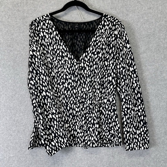 J. Crew‎ Size 14 T Long Sleeve Peplum Top Satin Crepe Button Front Career Office - Picture 8 of 16